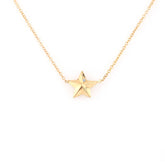 Lantisor din aur galben de 18k cu Steluta 3D si cu 2 diamante